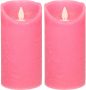 Anna's Collection 1x Fuchsia roze LED kaarsen stompkaarsen 15 cm Luxe kaarsen op batterijen met bewegende vlam LED kaarsen - Thumbnail 1