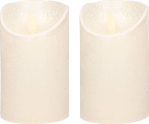 Anna's Collection 2x Creme parel LED kaarsen stompkaarsen 10 cm Luxe kaarsen op batterijen met bewegende vlam LED kaarsen