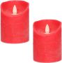 Anna's Collection 2x Rode LED kaarsen stompkaarsen 10 cm Luxe kaarsen op batterijen met bewegende vlam LED kaarsen - Thumbnail 1