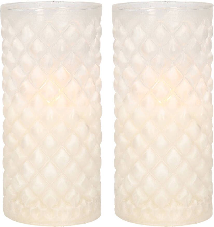 Anna&apos;s Collection 2x stuks luxe led kaarsen in glas D7 5 x H15 cm LED kaarsen