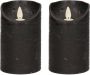 Anna's Collection 2x Zwarte LED kaarsen stompkaarsen 15 cm Luxe kaarsen op batterijen met bewegende vlam LED kaarsen - Thumbnail 1