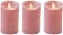 Anna's Collection 3x Antiek roze LED kaars stompkaars 15 cm Luxe kaarsen op batterijen met bewegende vlam LED kaarsen - Thumbnail 2