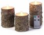Anna's Collection Set van 3 luxe berkenhout kleur LED stompkaarsen met afstandsbediening Woondecoratie LED kaarsen Elektrische kaarsen LED kaarsen - Thumbnail 1
