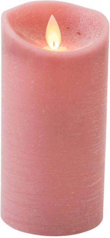 Anna&apos;s Collection 3x LED kaars stompkaars antiek roze met dansvlam 15 cm LED kaarsen