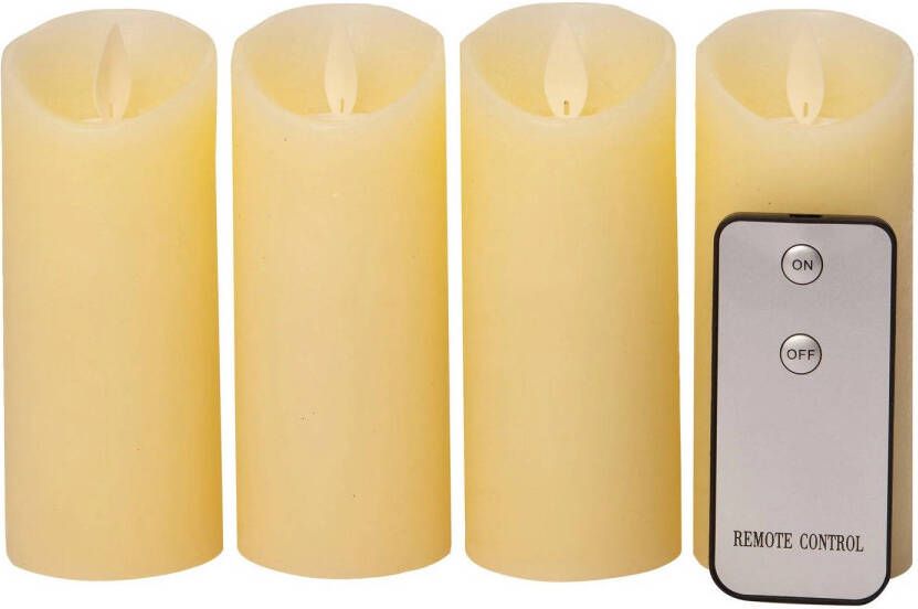 Anna&apos;s Collection 4x stuks led kaarsen stompkaarsen ivoor wit D5 2 x H12 5 cm LED kaarsen