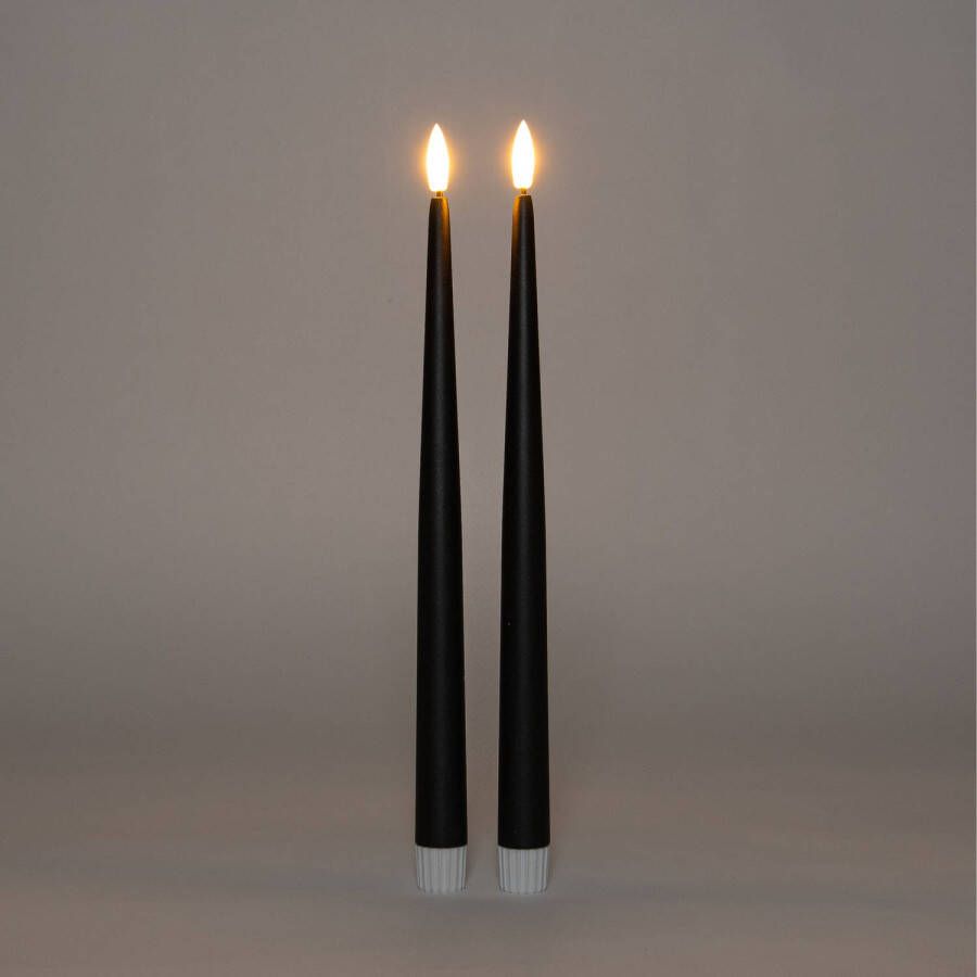 Anna&apos;s Collection Anna Collection LED dinerkaarsen 3D 2x st zwart 30 cm LED kaarsen