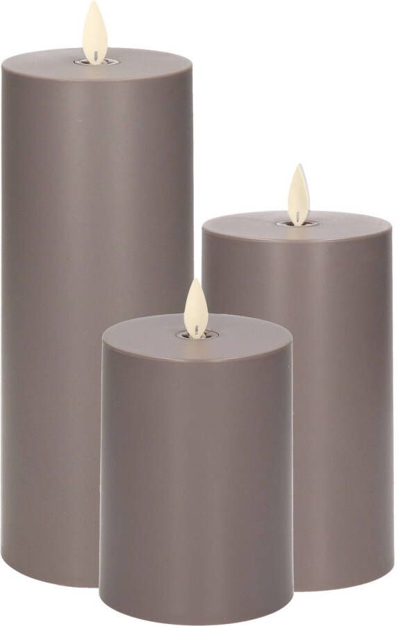 Anna&apos;s Collection Anna Collection LED kaarsen 3x stuks antraciet grijs 13 16 en 22 cm LED kaarsen