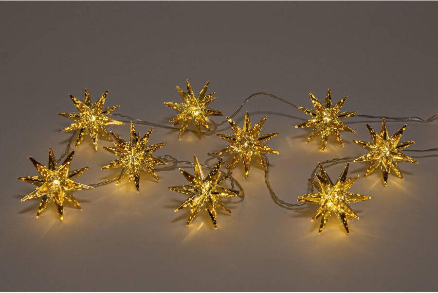 Anna&apos;s Collection Anna Collection verlichting met 10 3D sterren- 150 cm- goud -warm wit Lichtsnoeren