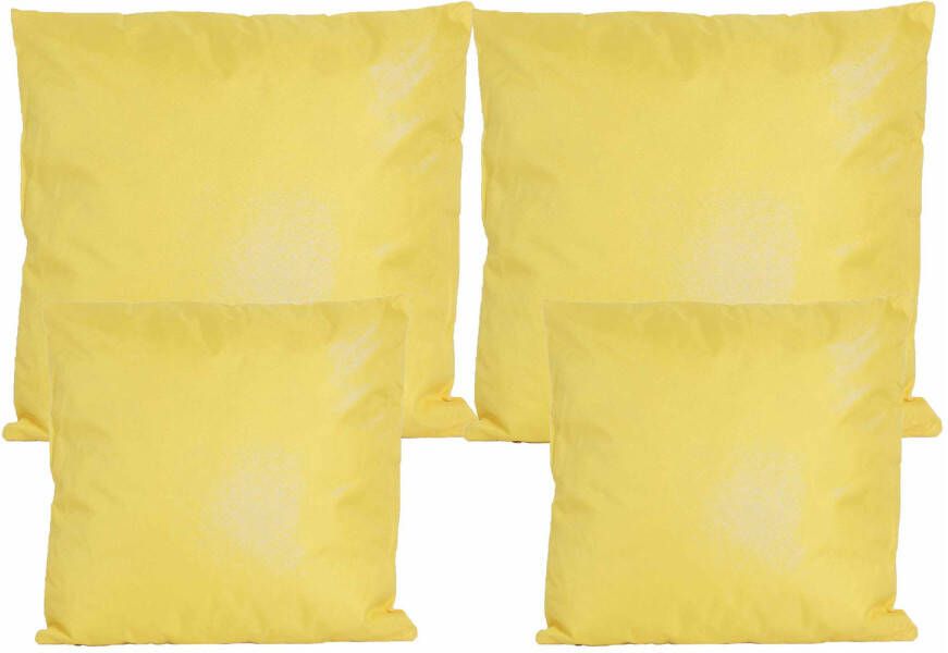 Anna&apos;s Collection Bank tuin kussens set binnen buiten 4x stuks geel In 2 formaten laag hoog Sierkussens