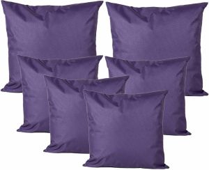 Anna&apos;s Collection Bank tuin kussens set binnen buiten 6x stuks paars In 2 formaten Sierkussens