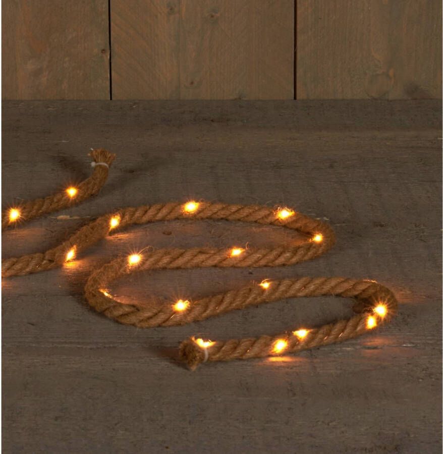 Anna&apos;s Collection Batterijverlichting LED jute touw koperdraad 20 LED 1 5 meter classic met timer