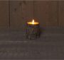 Anna's Collection 1x Bruine berkenhout kleur LED kaarsen stompkaarsen 10 cm Luxe kaarsen op batterijen met bewegende vlam LED kaarsen - Thumbnail 2