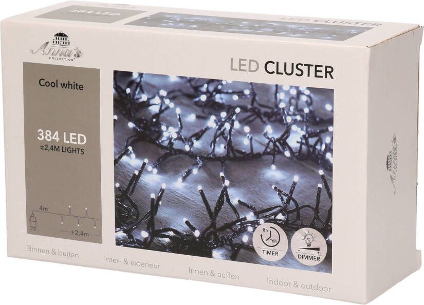 Anna&apos;s Collection Clusterverlichting helder wit buiten 384 lampjes met timer kerstverlichting kerstboom