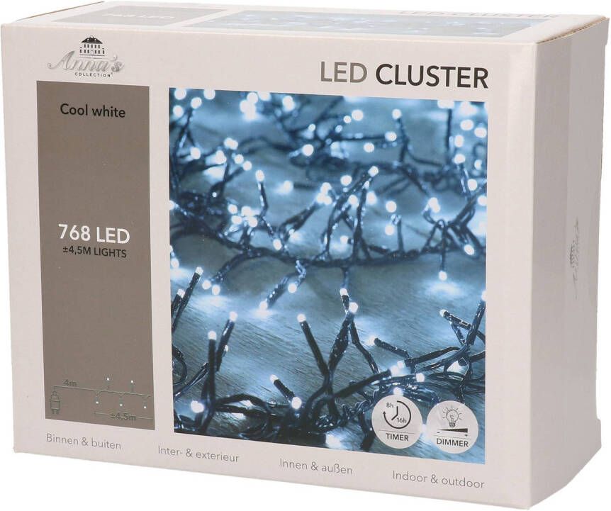 Anna&apos;s Collection Clusterverlichting helder wit buiten 768 lampjes met timer kerstverlichting kerstboom