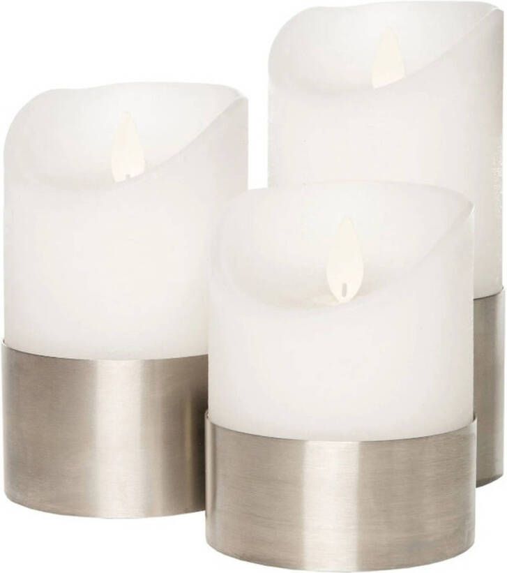 Anna's Collection Kaarsen set van 3x stuks led stompkaarsen wit met afstandsbediening Woondecoratie Elektrische kaarsen LED kaarsen