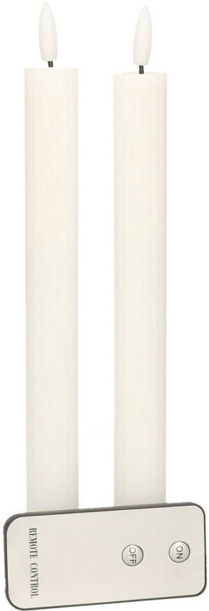 Anna&apos;s Collection Led dinerkaarsen 2x st wit ribbel 23 cm LED kaarsen