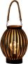Anna's Collection Led sfeer lantaarn lamp zwart goud rond met timer B16 x H22 cm Woondecoratie kerstversiering sfeerverlichting Lantaarns - Thumbnail 1