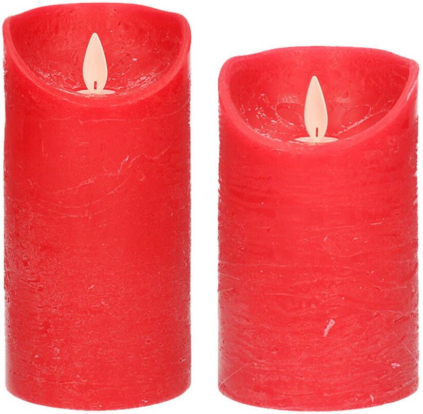 Anna&apos;s Collection Set van 2x stuks Rode Led kaarsen met bewegende vlam LED kaarsen