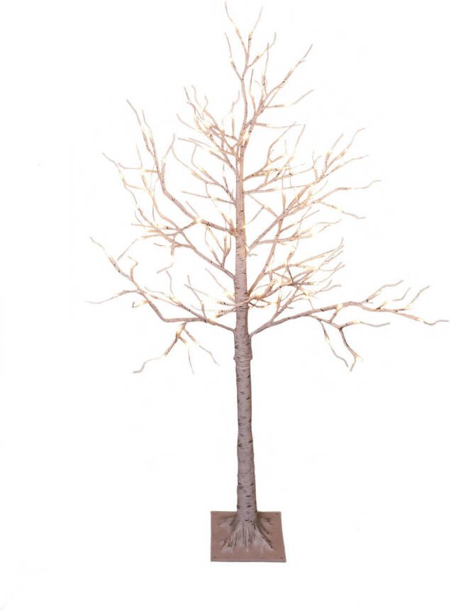 Anna&apos;s Collection Verlichte figuren witte lichtboom metalen boom berkenboom met 120 led lichtjes 130 cm kerstverlichting figuur