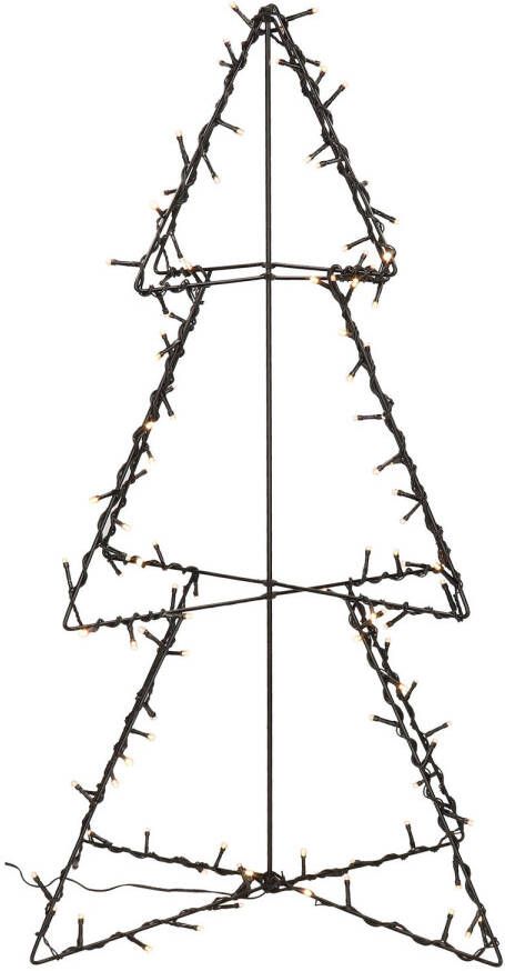 Anna&apos;s Collection Verlichte figuren zwarte 3D lichtboom metalen boom kerstboom met 120 led lichtjes 77 cm kerstverlichting figuur