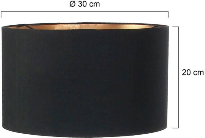Anne Lighting lampenkap gladde stof gouden binnenzijde kap Ø30 cm 20 cm hoog zwart