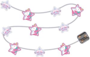 Arditex lichtsnoer eenhoorn warm wit 10 leds 165 cm wit roze