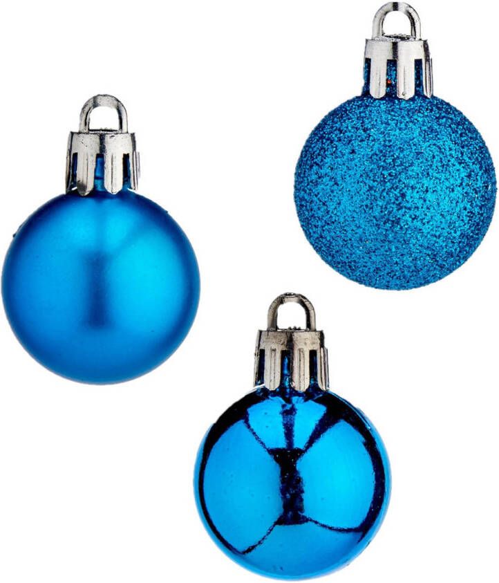 Arte r 20x stuks kerstballen helder blauw kunststof 3 cm glitter glans mat Kerstbal
