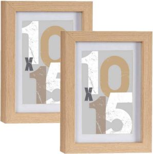 Arte r 2x stuks houten fotolijst bruin geschikt voor een foto van 10 x 15 cm of 13 x 18 cm Fotolijsten