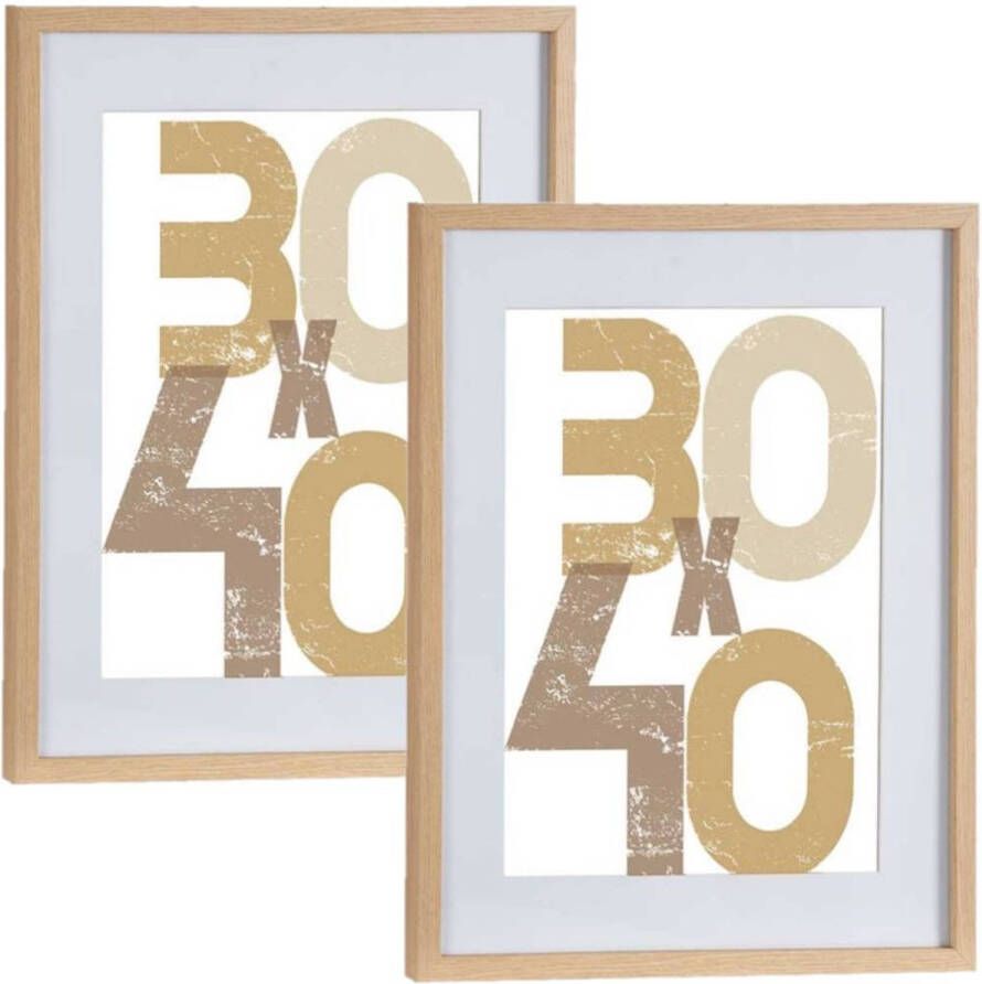 Arte r 2x stuks houten fotolijst bruin geschikt voor een foto van 30 x 40 cm of 40 x 50 cm Fotolijsten