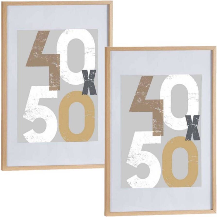 Arte r 2x stuks houten fotolijst bruin geschikt voor een foto van 40 x 50 cm of 50 x 70 cm Fotolijsten