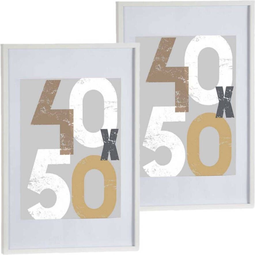 Arte r 2x stuks houten fotolijst wit geschikt voor een foto van 40 x 50 cm of 50 x 70 cm Fotolijsten