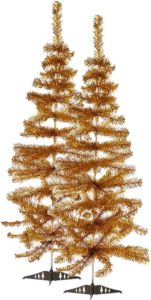 Arte r 2x Stuks Kleine Gouden Kerstbomen Van 120 Cm Kunstkerstboom