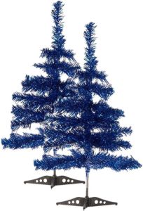 Arte r 2x Stuks Kleine Ijsblauwe Kerstbomen Van 60 Cm Kunstkerstboom