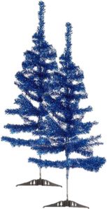 Arte r 2x Stuks Kleine Ijsblauwe Kerstbomen Van 90 Cm Kunstkerstboom