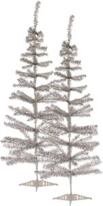Arte r 2x Stuks Kleine Zilveren Kerstbomen Van 120 Cm Kunstkerstboom