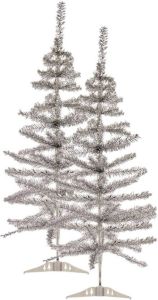 Arte r 2x Stuks Kleine Zilveren Kerstbomen Van 90 Cm Kunstkerstboom