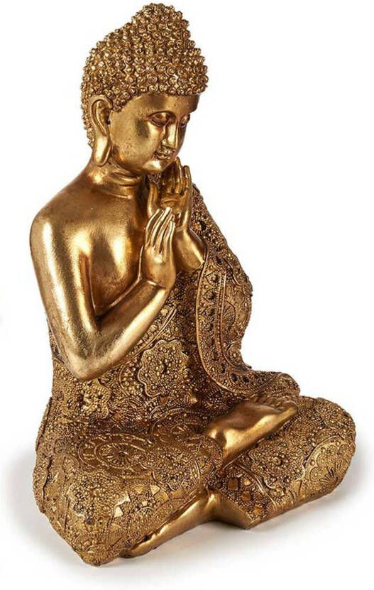 Arte r Boeddha beeld polyresin goud zittend 33 cm voor binnen Beeldjes