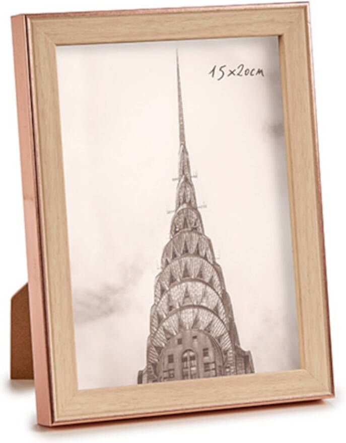 Arte r Kunststof fotolijst koper met hout geschikt voor een foto van 15 x 20 cm Fotolijsten