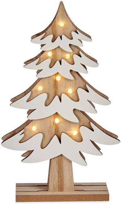 Krist+ decoratie kerstboom hout 25 cm met LED verlichting Houten kerstbomen