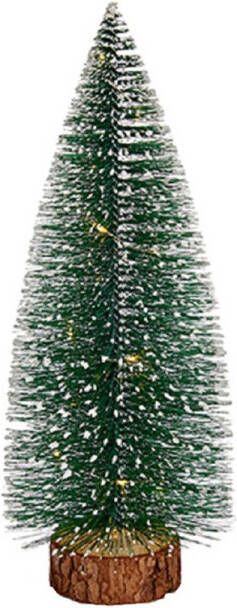 Arte r Kleine mini decoratie kerstboompje van 35 cm met witte LED lichtjes Kerstdorpen