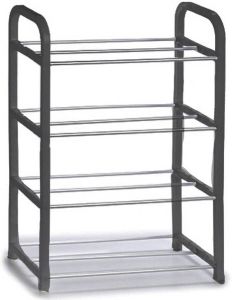 Arte r Metalen Schoenenrek schoenenstandaard 4-laags Zilver 40 X 19 X 56 Cm Schoenenrekken