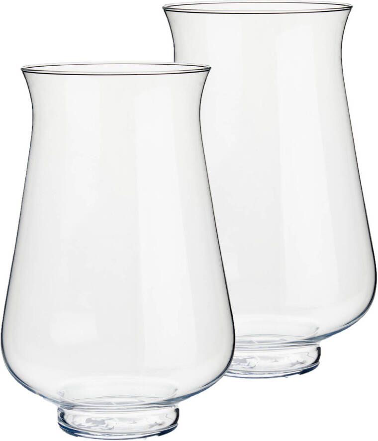 Arte r Set van 2x stuks bloemenvazen van glas 21 x 31 cm Glazen transparante vazen
