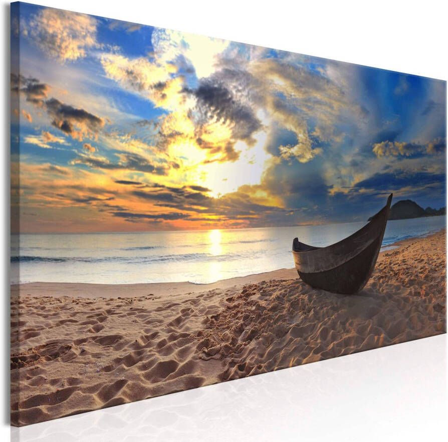 Artgeist Canvas Schilderij Boat on the Beach Narrow 135x45cm