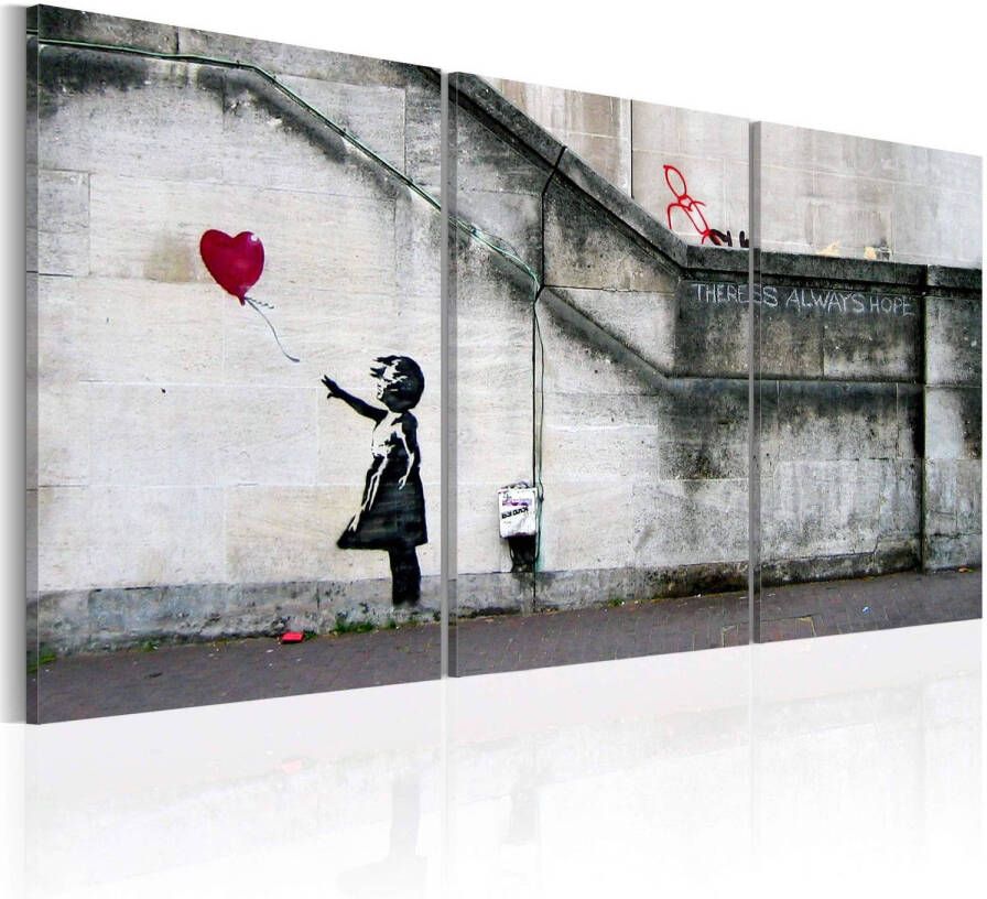 Artgeist Canvas Schilderij Er is altijd hoop Banksy 3-luik 120x60cm