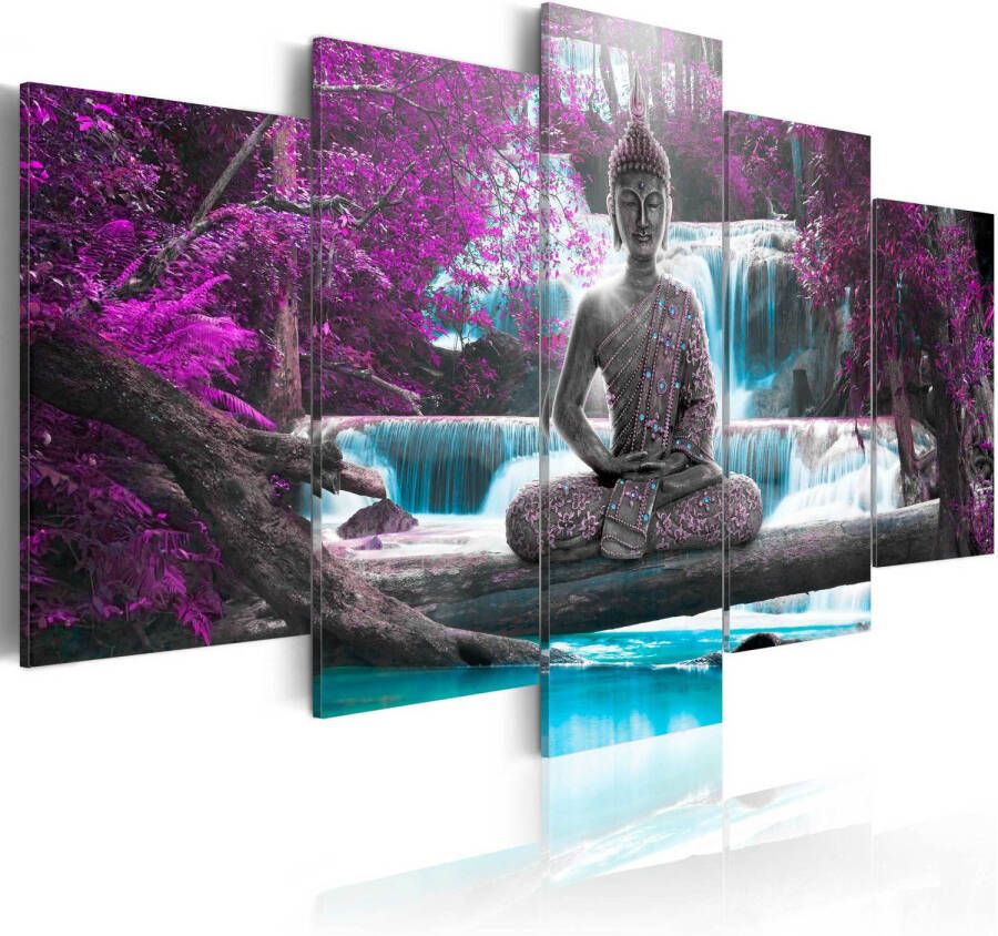 Artgeist Canvas Schilderij Waterfall and Buddha