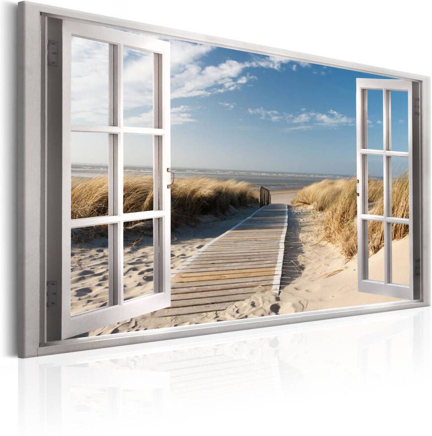 Artgeist Canvas Schilderij Window View of the Beach