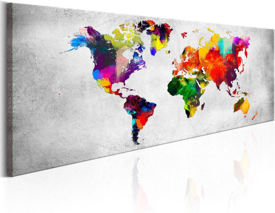 Artgeist Canvas Schilderij World Map Coloured Revolution 135x45cm