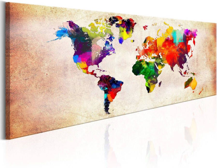 Artgeist Canvas Schilderij World Map Colourful Ramble 150x50cm