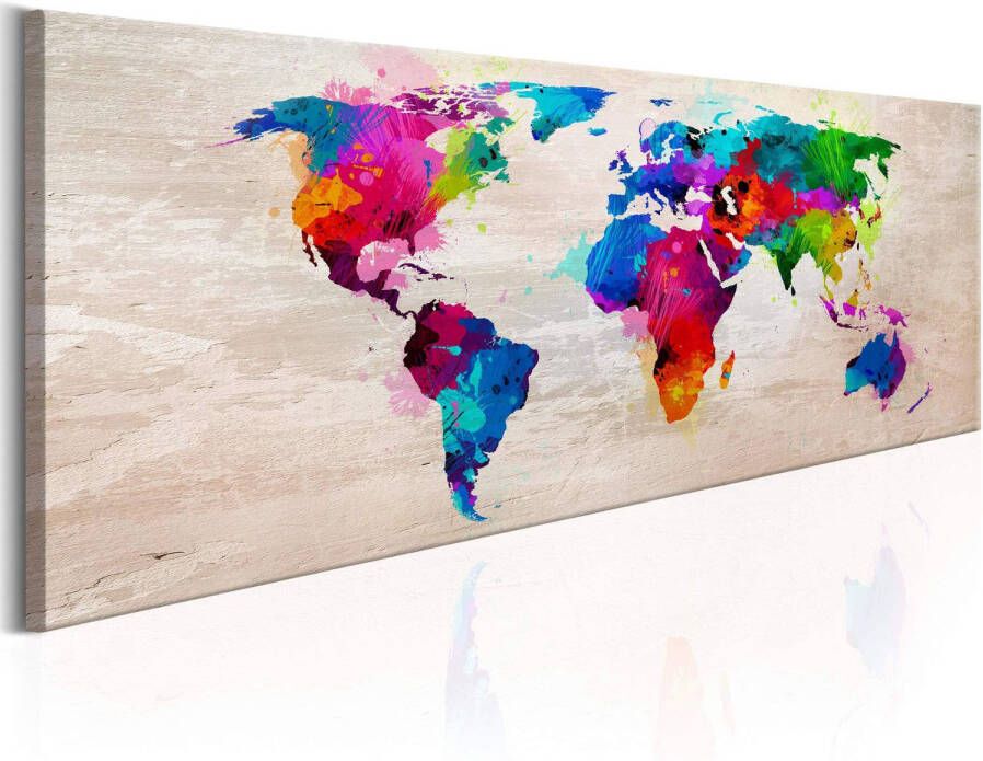 Artgeist Canvas Schilderij World Map Finesse of Colours 150x50cm