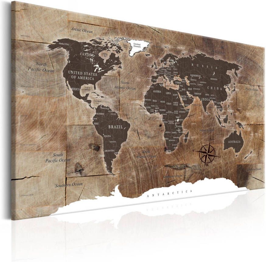 Artgeist Canvas Schilderij World Map Wooden Mosaic